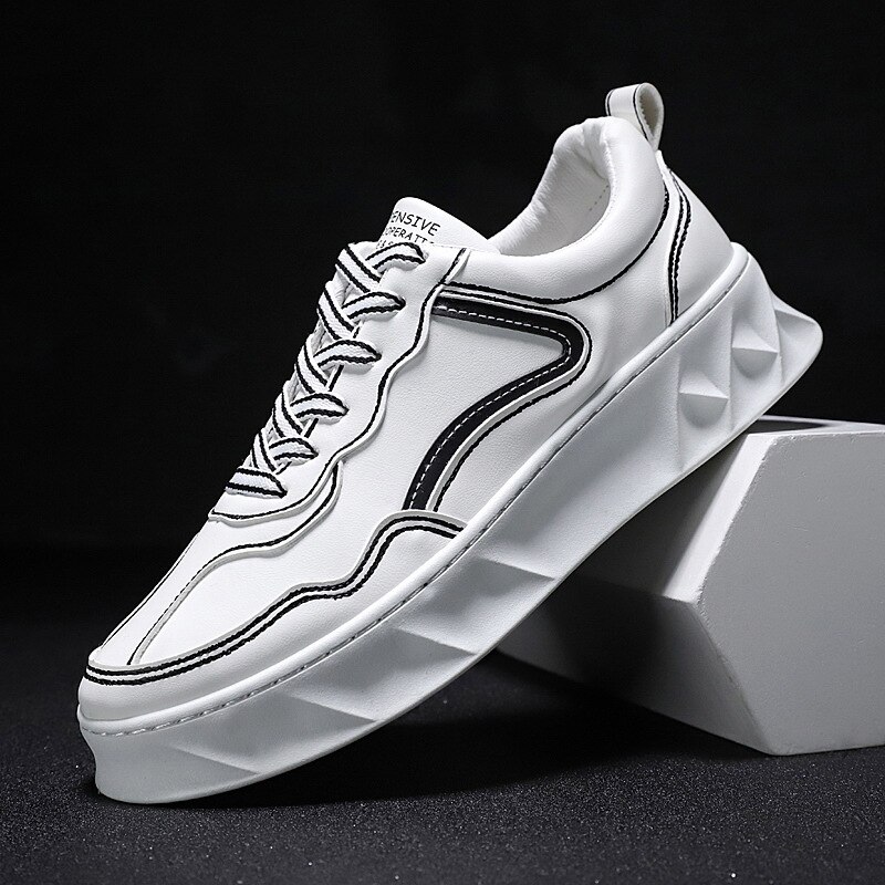 Refafa stilfulde fritidssko til mænd gule sneakers sort hvide gåfodtøj åndbart mesh sneakers mænd sko: Hvid / 7