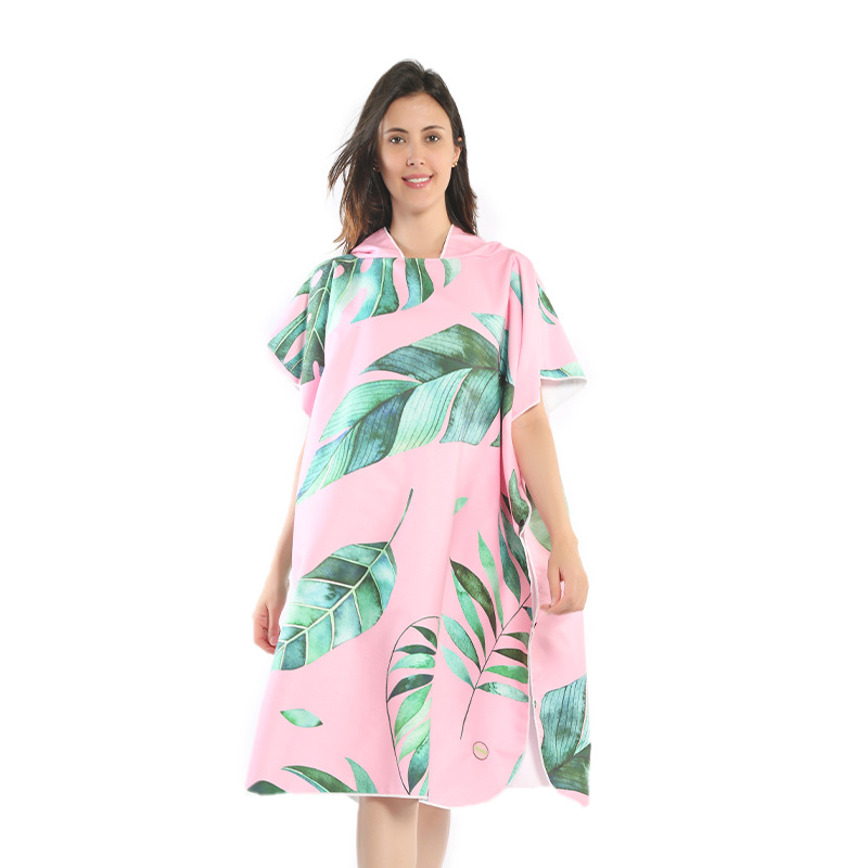 Hermosa toalla con capucha Floral para actividades al aire libre Toalla de playa de tela de microfibra, toallas estampadas de señora/natación, capa de buceo: 3