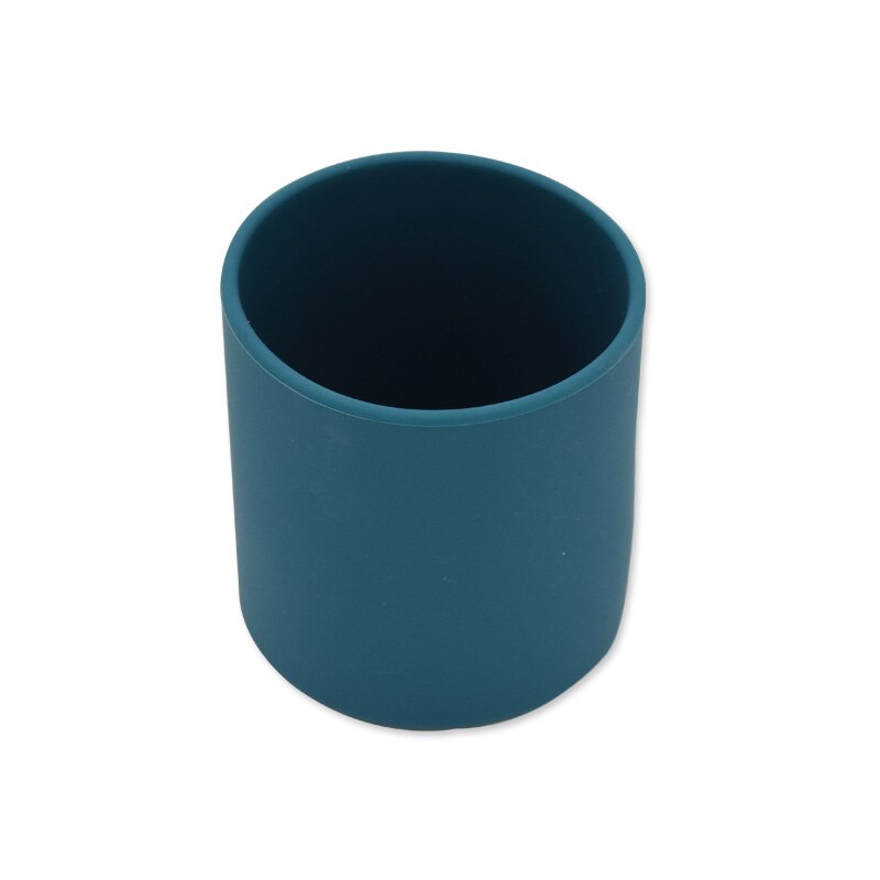 Vasos de agua de silicona para bebé, taza de entrenamiento portátil de grado alimenticio para niños, vajilla resistente al calor para niños pequeños, taza para beber: Blue