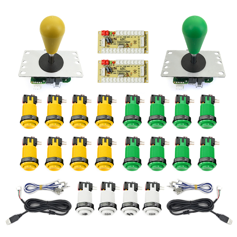 Arkade- 2 -spieler-Null-Verzögerung-Bausatz, mando Arkade usb-Encoder für pc, Himbeere Pi, happ druckknopf-Joystick, usb-Arkade-automat: Grün