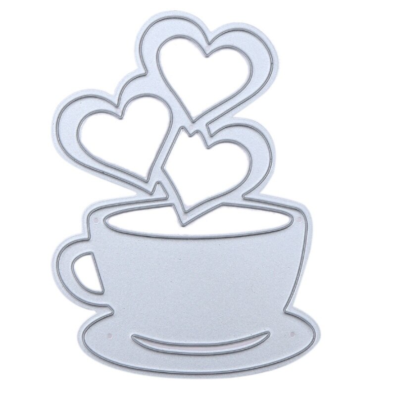 Lngclown bricolage amour coeur tasse à café artisanat pochoir pour bricolage Scrapbooking papier/photo cartes faisant gaufrage Die