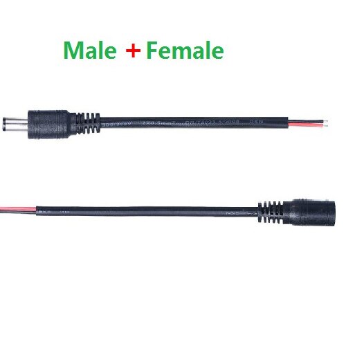 DC Power Cable Plug Connector 2.1mm x 5.5mm Cord with Soldering Wire For CCTV Camera DVR LED Strip 12V Adapter Router: Male And Female / 5pcs