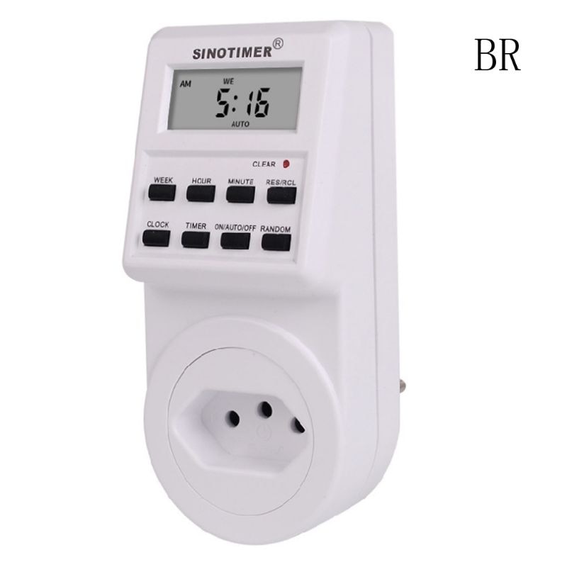 Digital Timer Socket 220/110V Weekly Programmable AU/BR/EU/FR/UK/US Plug Switch 35ED