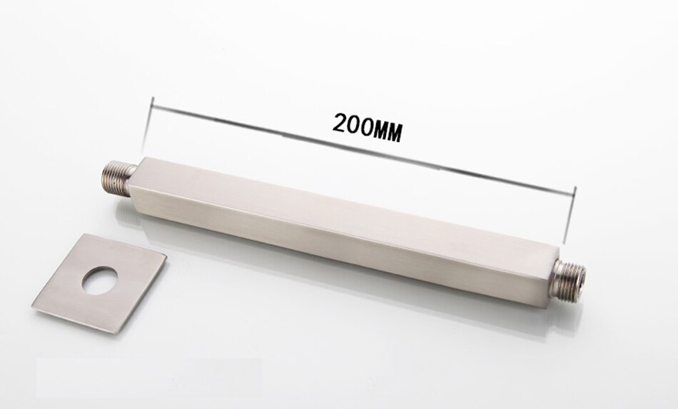 Square Round Chrome Stainless Steel Shower Arm Wall/Ceiling Mounted G1/2" Connector for Top Shower Head Faucet Replacement Parts: C-200MM