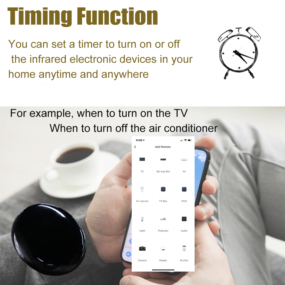 Tuya Smart IR Remote Control Built-in Temperature and Humidity Sensor for Air Conditioner TV DVD AC Works with Alexa Google Home