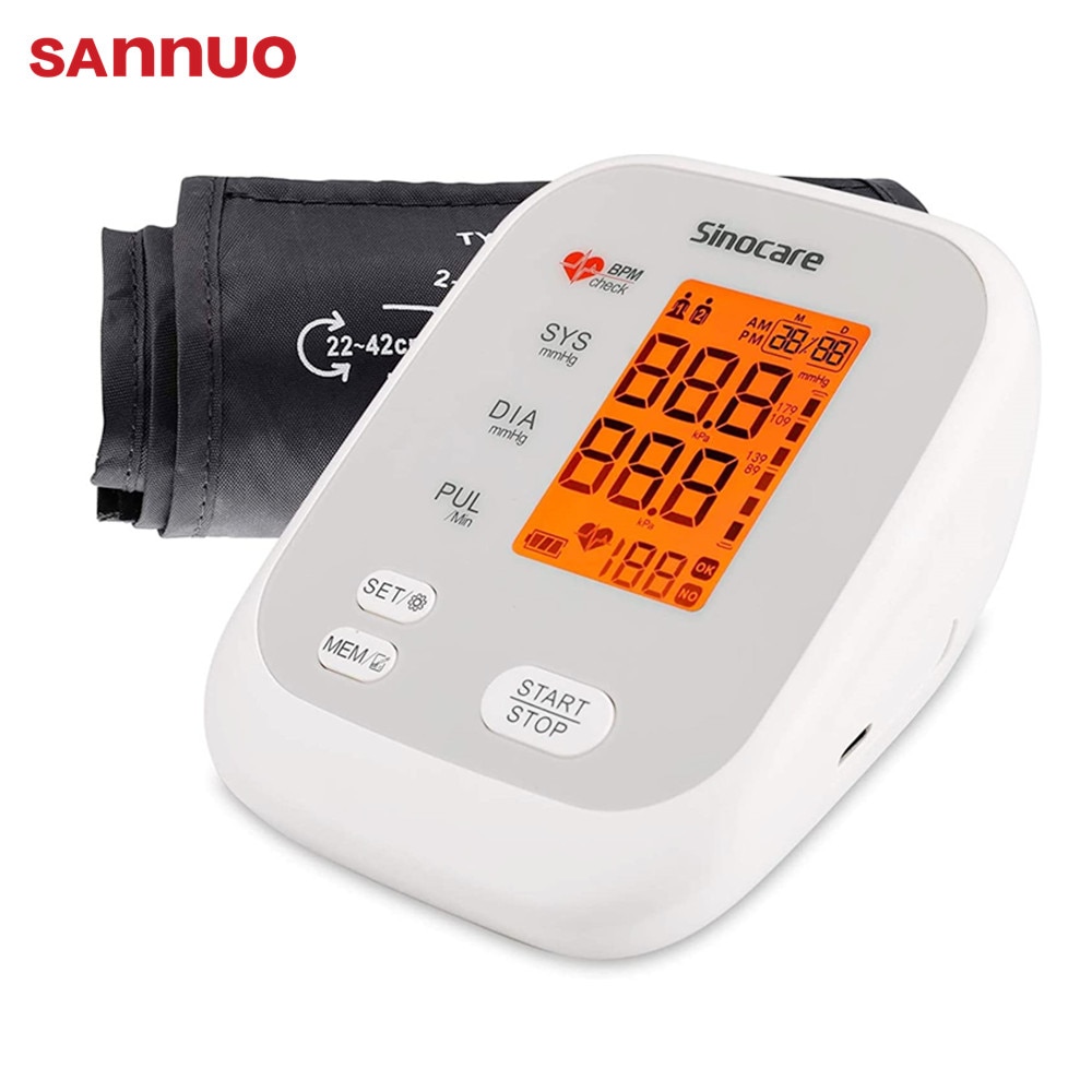 Sannuo Bloeddrukmeter Bovenarm Bloeddruk Manchet Apparaat Automatische Digitale Bp Machine Hartslagmeter Monitor Voice