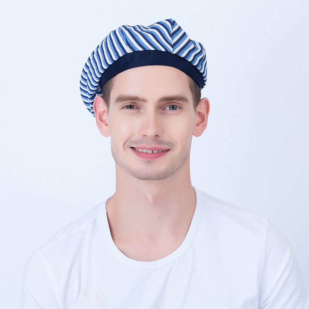 Chapeau de chef à rayures 5 pour adultes, pour restaurant, hôtel, boulangerie, cantine, chef, cuisine, vêtements de travail: 2
