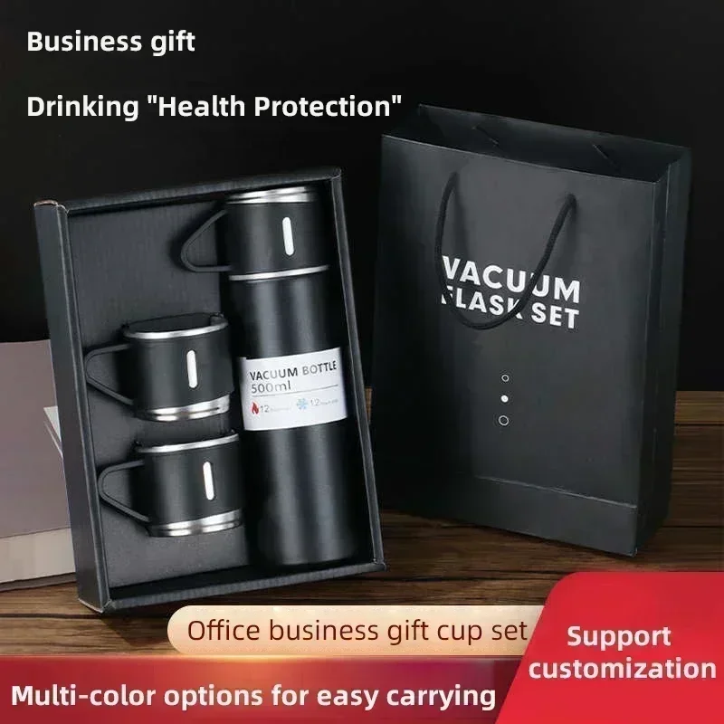 500ML 304 Stainless Steel Vacuum Insulated Bottle Set Office Business Style Coffee Mug Thermos Bottle Portable Flask Carafe