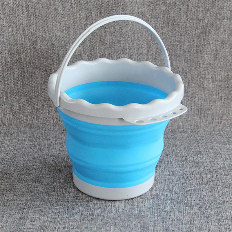 2pcs 2L Foldable Fishing Bucket Collapsible Silicone Bucket Outdoor Fish Gear Foldable Water Bucket Car Wash Bucket Random Color