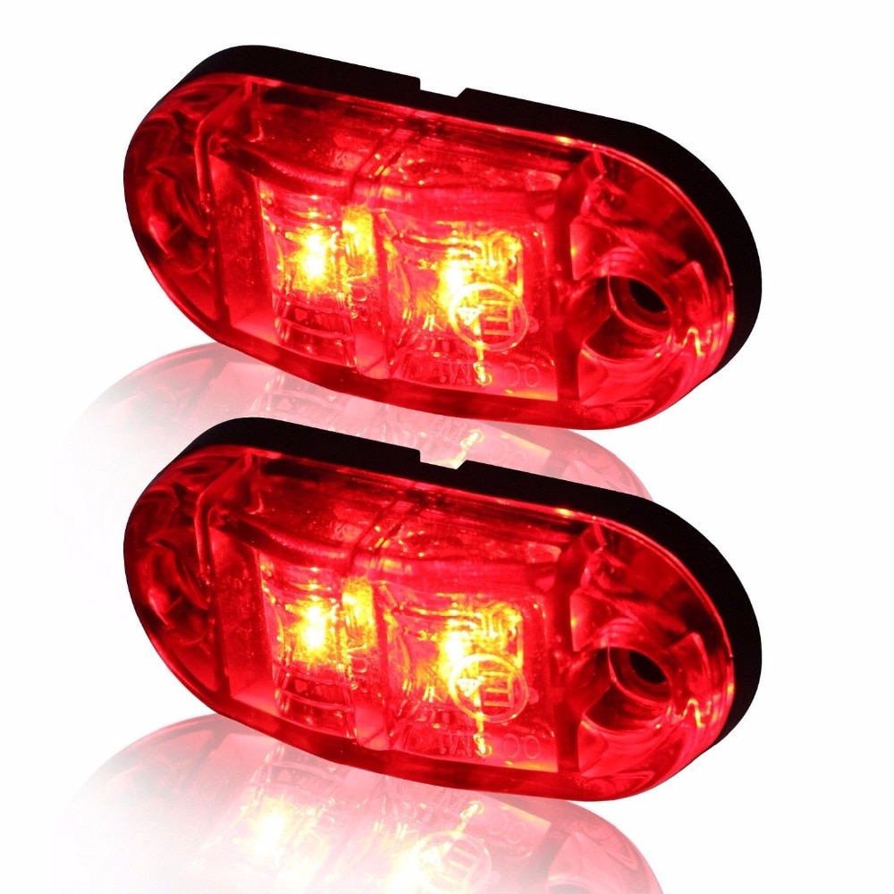 Fuleem 10Stck rot LED 2,5 ZOLL 2 Diode Licht Oval Freiheit Anhänger Lkw LED Seite Marker Lampe 12V 24V Wasserdicht