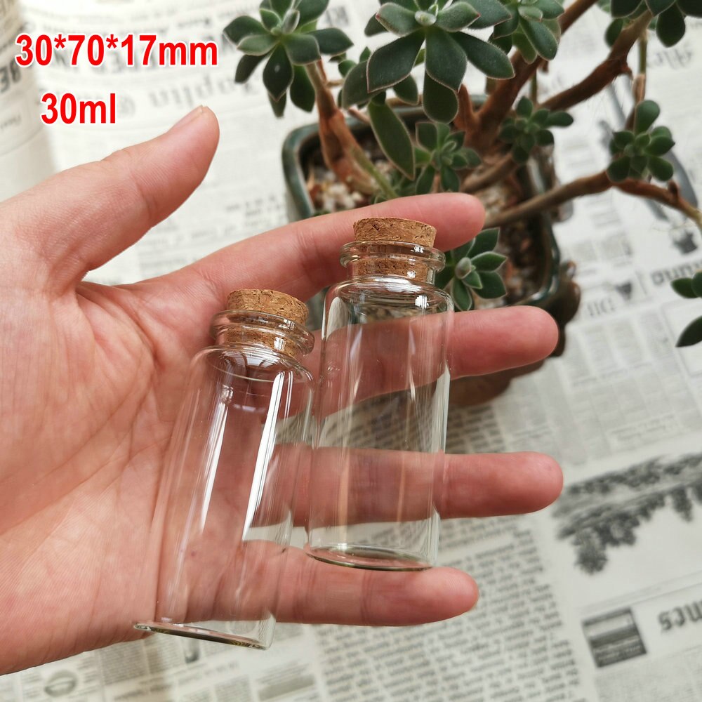 Botellas Vacías de almacenamiento DIY con tapones de corcho, frascos de vidrio para deseos, manualidades para decoración, 10ml/15ml/20ml/25ml/30ml/40ml/55ml, 50 Uds.