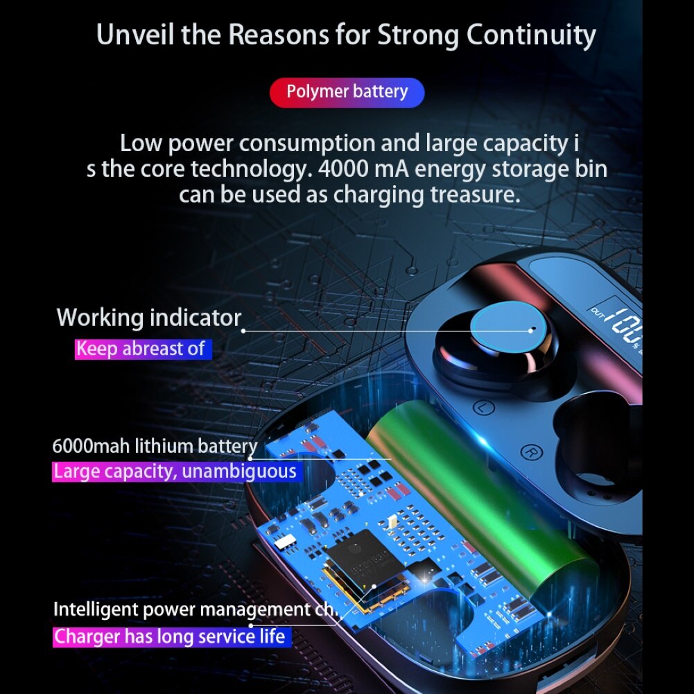 Bluetooth ørepropper  g16 tws led digital skjerm bluetooth sports ørepropper øretelefoner stereo headset bluetooth ørepropper