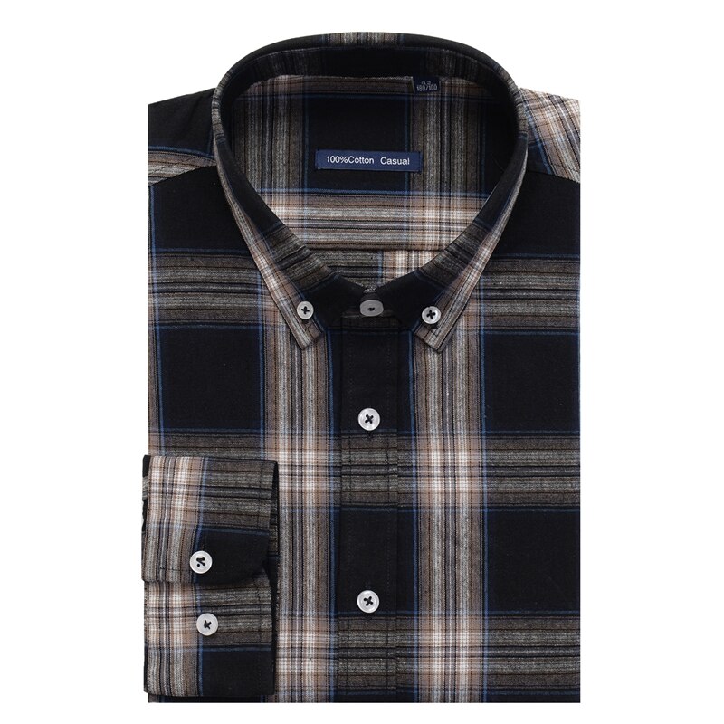 Plus size 5xl 6xl 7xl 8xl 9xl 10xl mænds casual mærke plaid skjorte 100%  bomuld business patch løse flannel skjorter herre: 948071 / 47 or 7xl