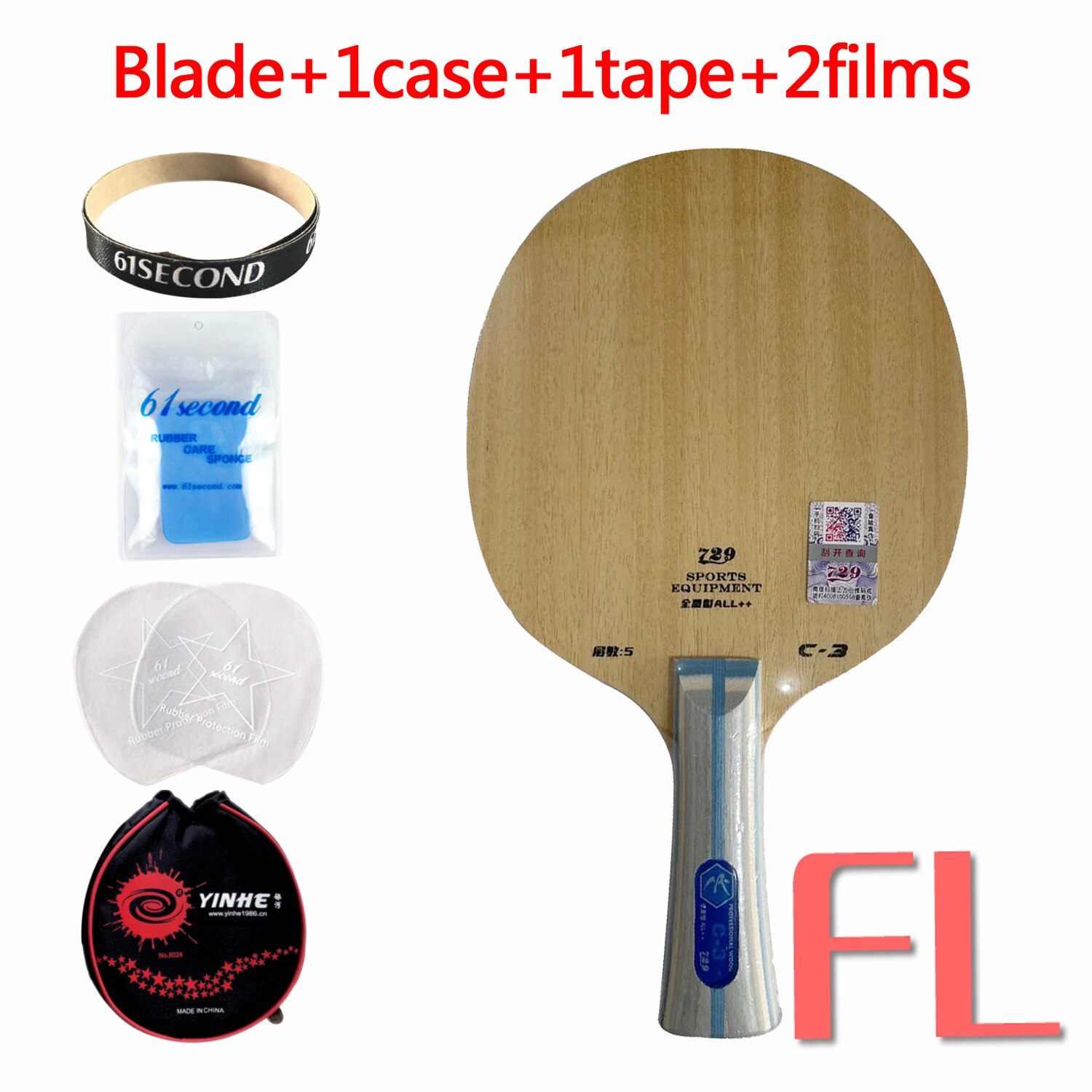 Lame de Tennis de Table en bois pour raquette de ping-pong rtc 729, Friendship C-3 C3 C 3: FL with YBM case