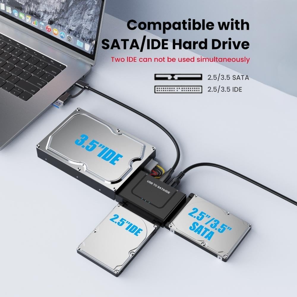 adapter SATA/IDE na USB 3.0 adapter dysku twardego Konwerter robić uniwersalnego dysku twardego IDE SATA HDD SSD 2,5/3,5 cala z zasilaczem 12V 2A