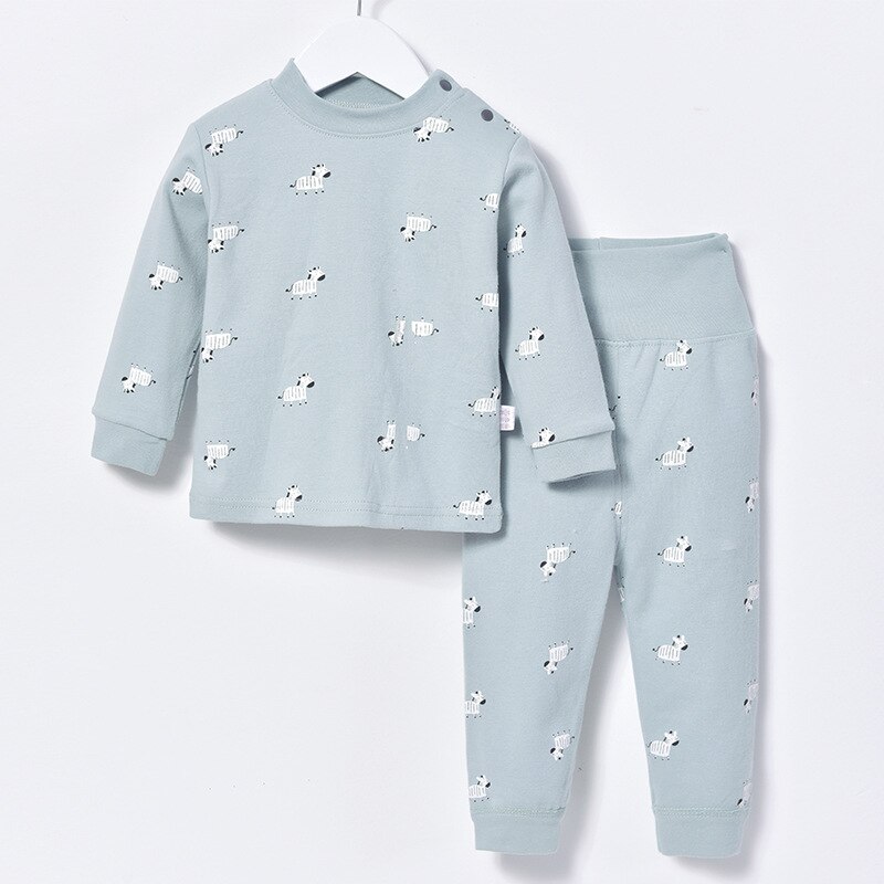Biniduckling katoenen kinderpyjamaset voor jongens en meisjes, cartoon dierenprint kindernachtkleding met lange mouwen, warme winternachtkleding: A / 3t