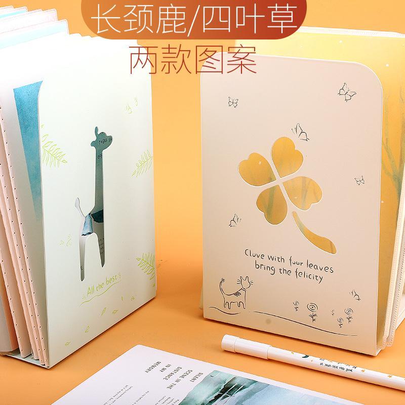 Metal Hollow Cute Bookends L-shaped Desk Organizer Desktop Book Holder School Stationery Office Accessories
