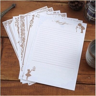 80sheets Vintage Letter Paper Black Kraft Writing Paper Letter Pad: Beige mix 8patterns