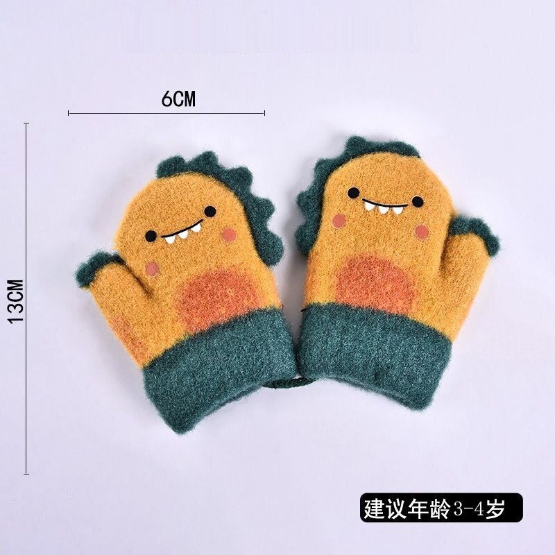 Manopla de piel de conejo para niños, mitones de punto gruesos y cálidos para bebés de 0 a 2 años, guante de invierno con cuello colgante, guantes suaves para bebés