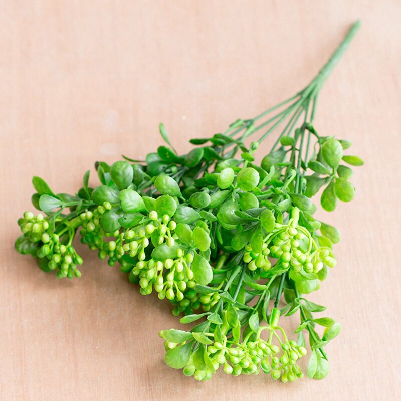 7 grene grønne kunstige bær blomster buket kunstige frugtplanter mini blad udendørs stue bryllup dekoration