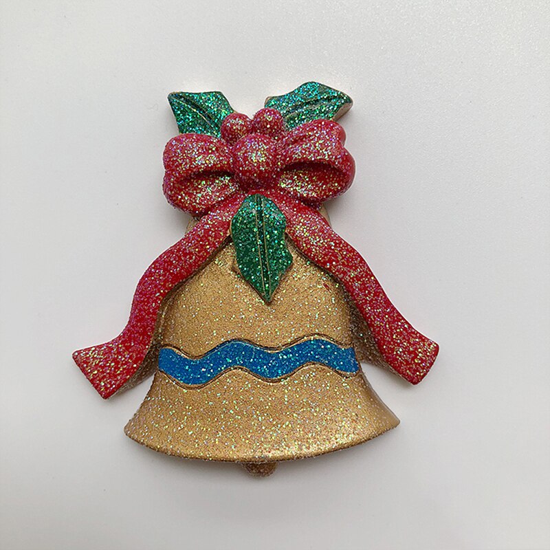 Aimants de réfrigérateur pour décoration de noël, accessoires en résine pour père noël, bricolage, ornements pour la maison,: Christmas bell