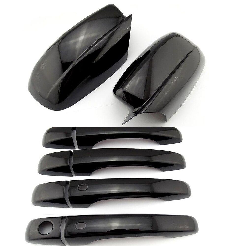 Glossy black Chrome ABS car Door side Mirror Covers door handle Trim Cover for Chrysler 300/300c: A set black