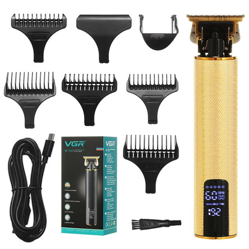 LED salon series rechargable hair trimmer finishing hair clipper electric haircut beard trimer with precision blade