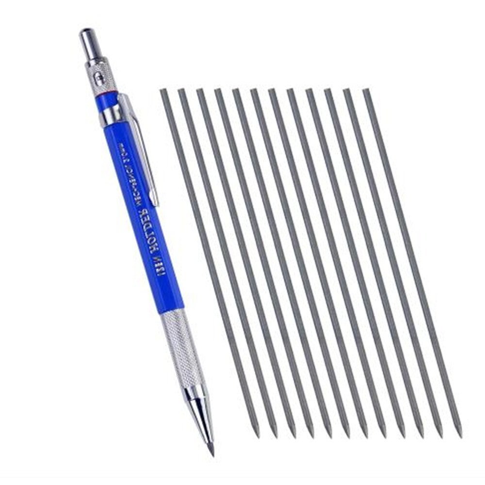 2MM 2B Lead Holder Automatic Mechanical Drafting W/Sharpener Head+12PCs Leads For Student Drawing Sketch Write Art Supplies: Blue
