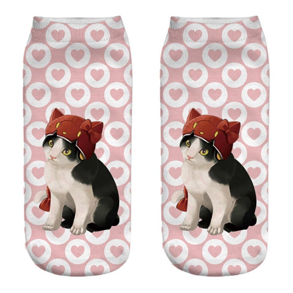 #30 Funny Socks Women Men 3d Novelty Crazy Funny Cat Ankle Socks Cute Colorful Cartoon Low Cut Socks Kobieta Skarpety: Q