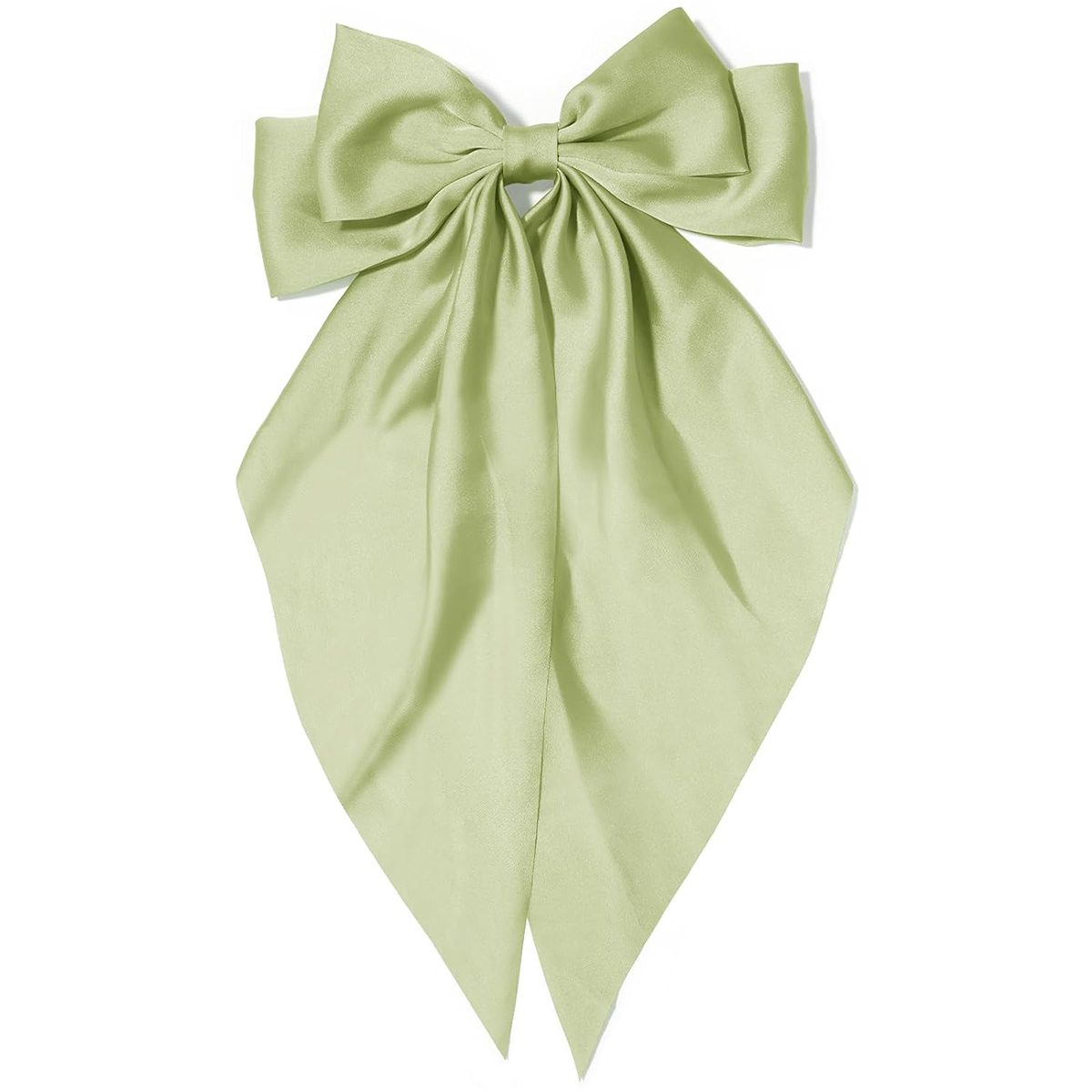 Grampo de cabelo com laço rosa feminino, grande laço de cetim branco, clipe de jacaré de cauda longa, laço de cabelo grande para meninas adequado para aniversário de casamento dan: Verde claro
