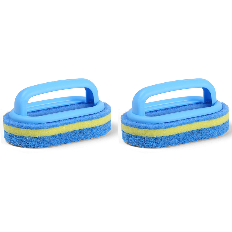 Sponge Cleaning Brush With Handle Bathtub Tile Scrub Brush Kitchen Bathroom Cleaning Sponge Brush Household Cleaning Supplies: black