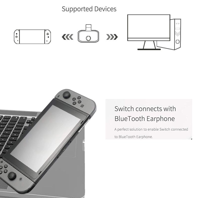 Bluetooth Audio Adapter Für Nintendo Switch & PC Typ C/USB Bluetooth 3,0 Sender Unterstützung Spiel Voice-Chat