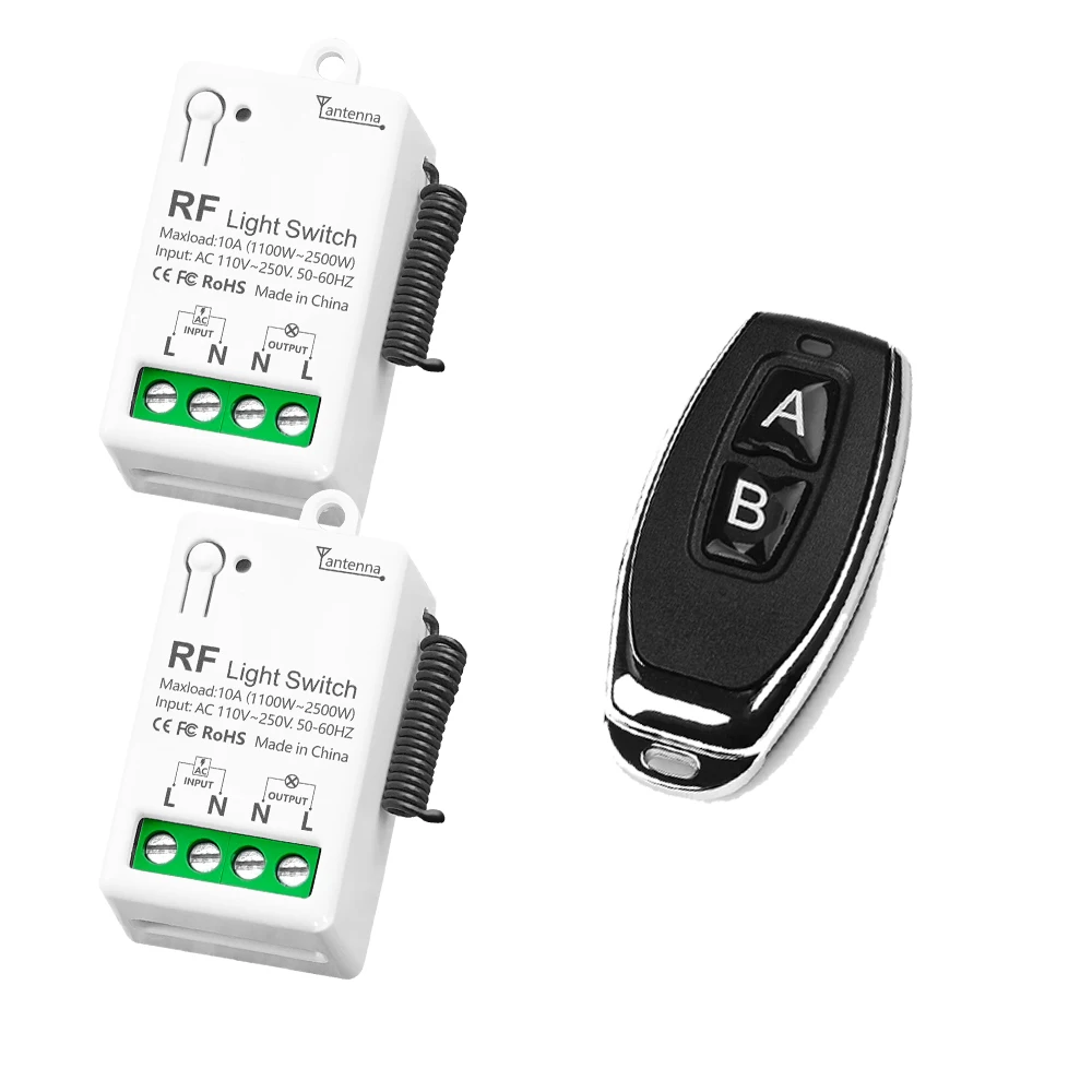 Interrupteur de lumière avec télécommande sans fil RF, AC 110V 220V 10A, relais, Mini Module de commande, transmetteur à 123 boutons pour ventilateur de lampe domestique LED: WHITE