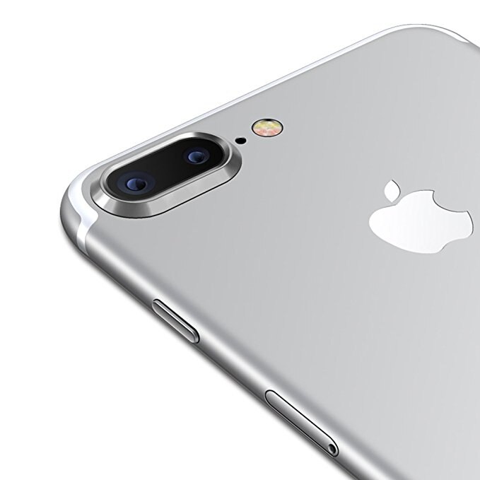 Protector de cristal templado para lente de cámara 3D, funda de anillo de lente trasera para iPhone 7/8 Plus, parachoques de anillo ovalado: Silver