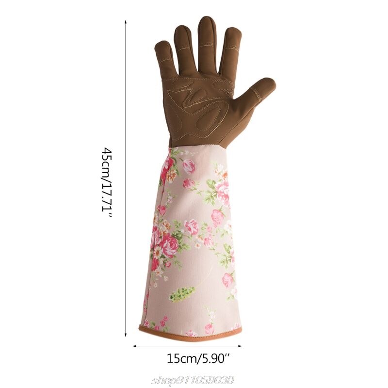 Stichfest Langarm Leder Gartenarbeit Handschuhe gepolstert Palme Verstärkt Fingerspitzen Rebschnitt Blumen- D23 20