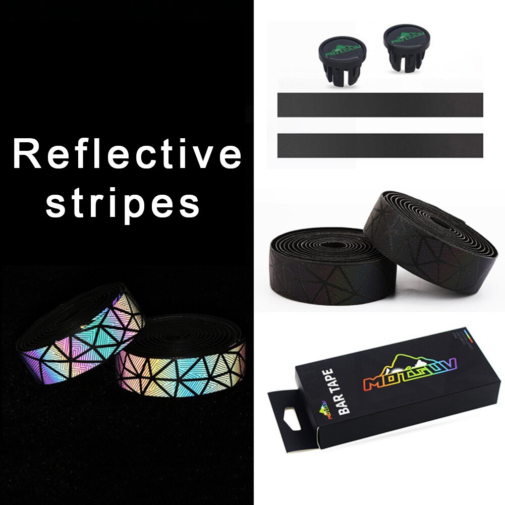 Colorful Reflectio Road Bike Handlebar Tape Bandage Wrap Bar EVA Grip Cycling Damping Anti-Vibration Wrap: Reflective stripes