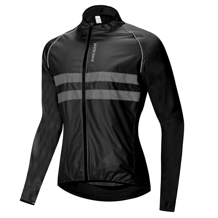 WOSAWE Ultralight Reflective Men&#39;s Cycling Jacket Long Waterproof Windproof Road Mountain Bike MTB Jackets Bicycle Windbreaker: Black Jacket / L