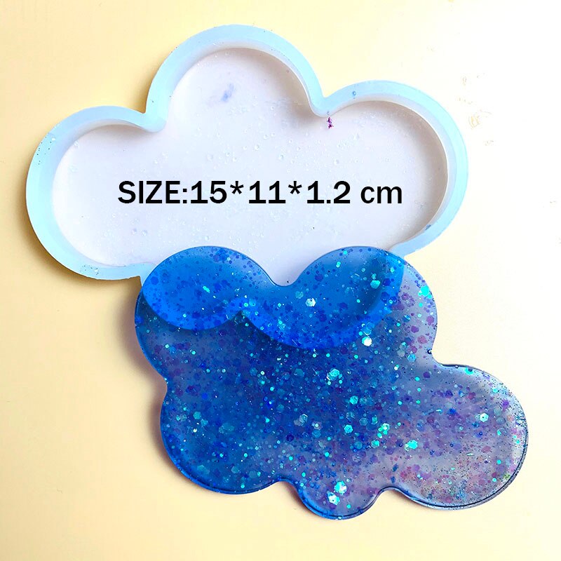 Gran corazón de la nube del Pentágono de silicona molde resina epoxi para DIY hecho a mano propia Mesa Montaña Rusa líquido Artst moldes de silicona y epoxi resina: CloudS