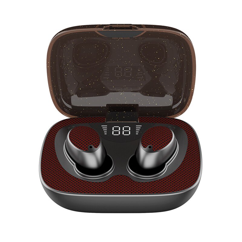 Car Bluetooth headset Touch true wireless bluetooth headset Bluetooth 5.0 intelligent noise reduction OLED battery display: Red