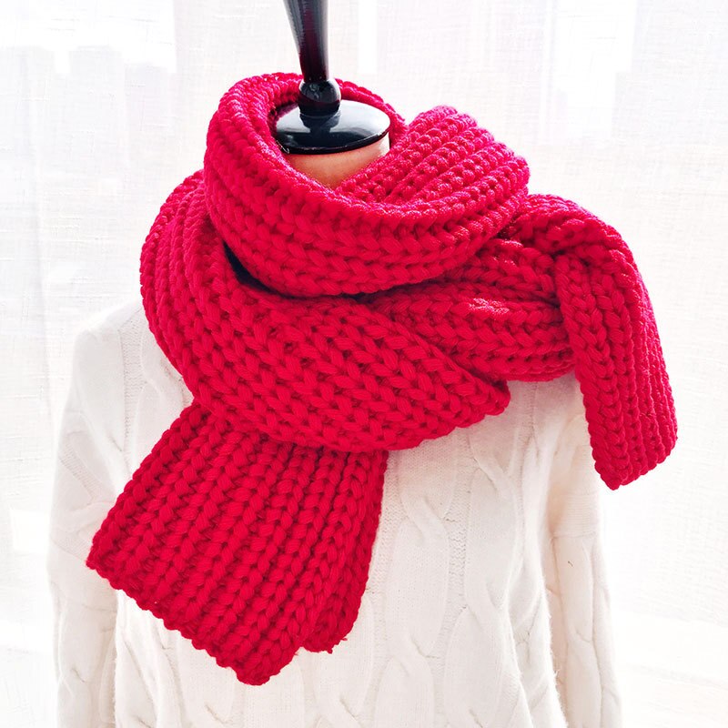 Uspop vinter tørklæde store lange kvinder tørklæder kvindelig varm strikket tørklæde afslappet enkel ensfarvet sjal tykke wraps: Rød