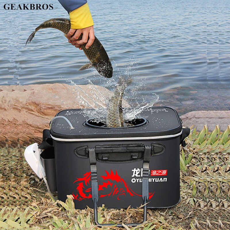 Portable Fishing Bucket Bag EVA Fishbox Handle Folding Outdoor Water Box Live Fish Bucket Thicken Fishing Tank Fishing Gear Bag
