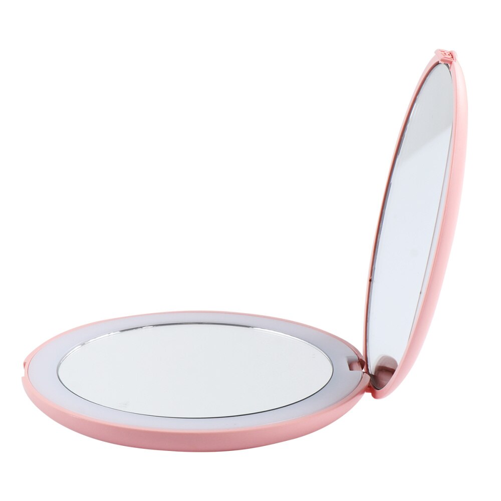 Portable 10x Magnifying Makeup Mirror Mini LED Round Mirror Travel Mirror: Pink