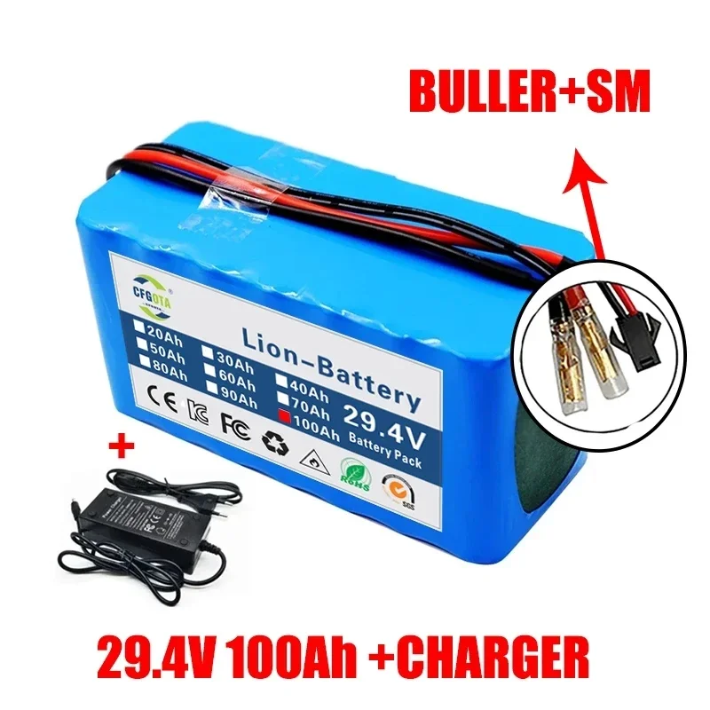 24V 100Ah 7s3p 18650 battery lithium battery 24v 100000mAh Electric Bicycle Moped electric Lithium ion Battery pack + 2A Charger: PURPLE