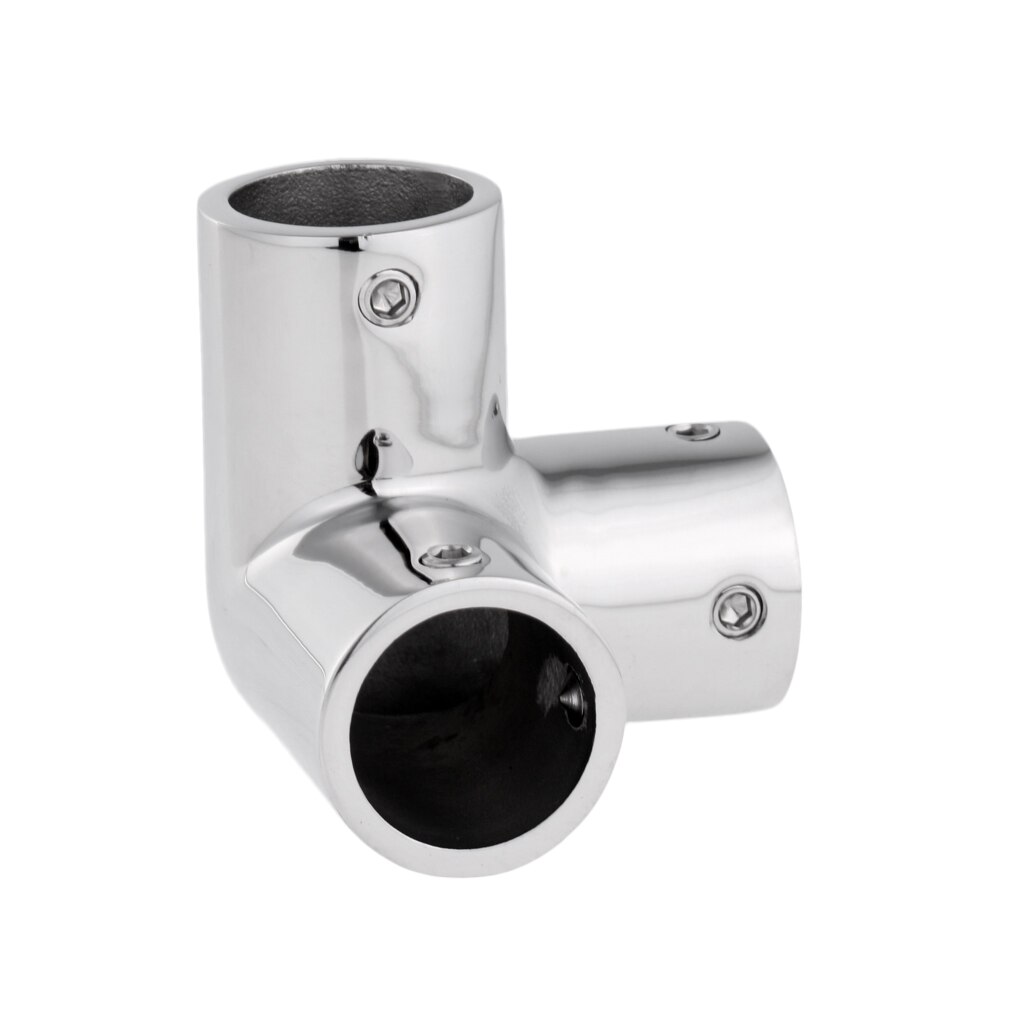 Boat Deck Hand Rail Fitting 7/8 inch Stainless - Pipe 3 Way Elbow Connector 90 Degree