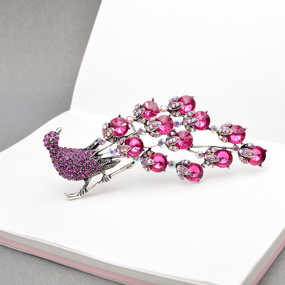 Cindy xiang strass grande pavão broches para as mulheres do vintage moda design animal pino casaco jóias bom presente