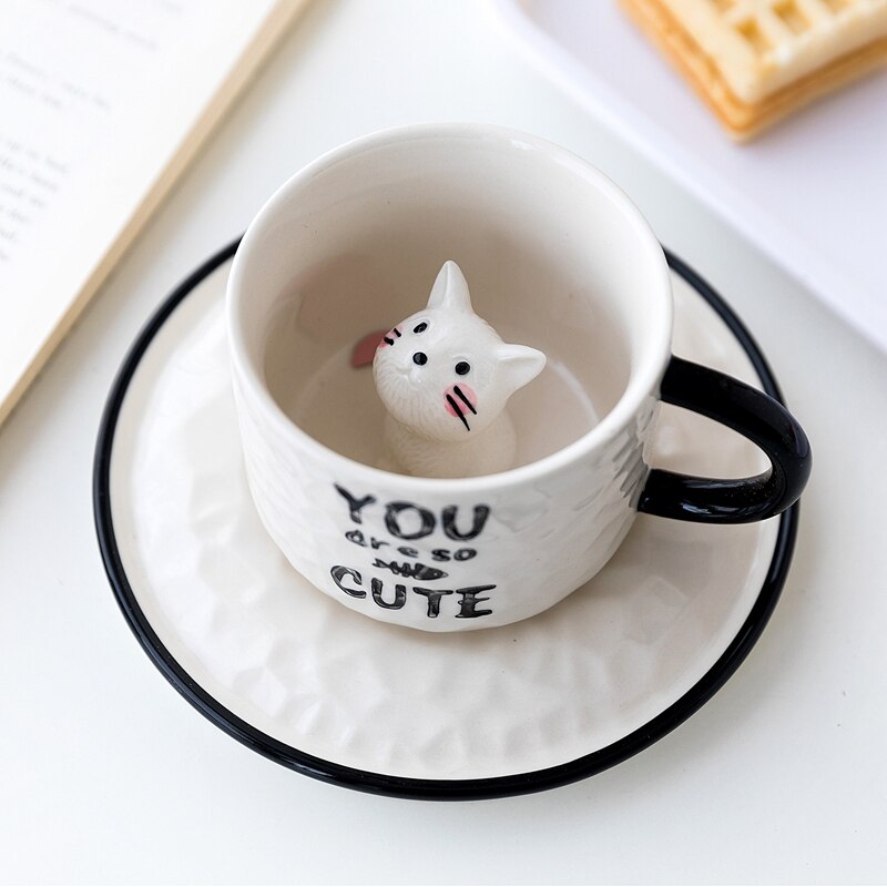 Cute Coffee Cup and Saucer European Tea Set Ceramic Cup and Saucer Set Bone China Idea Coffee Cup DD60CS