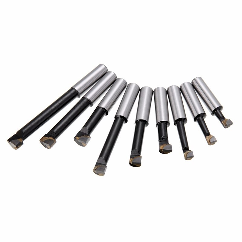 9Pcs Duurzaam Harde Legering Schacht Kotterbaar Set Hardmetalen Bars 12Mm Voor 2 Inch 50Mm Boring hoofd Voor Draaibank Frezen