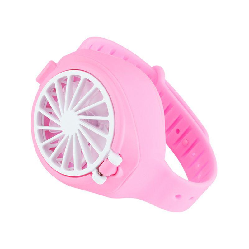 Usb-mute kleine ventilator draagbare horlogeventilator luchtzuivering draagbare handheld opvouwbare mini-ventilator opladen usb-ventilator voor kinderen: Roze