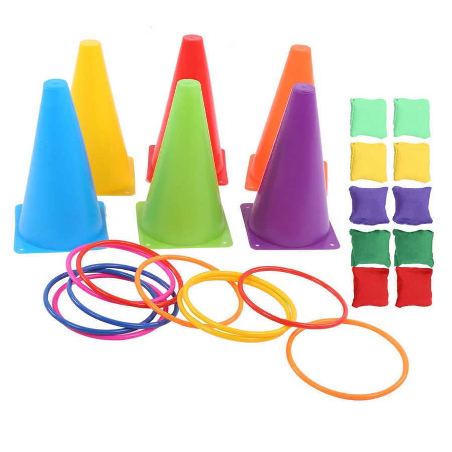 Kids Tuin Game Ring Toss Speelgoed Set Met 10 Stuks Bean Bag 6Pcs Verkeerskegel 10 Stuks Ring Outdoor speed Agility Training Spel Speelgoed