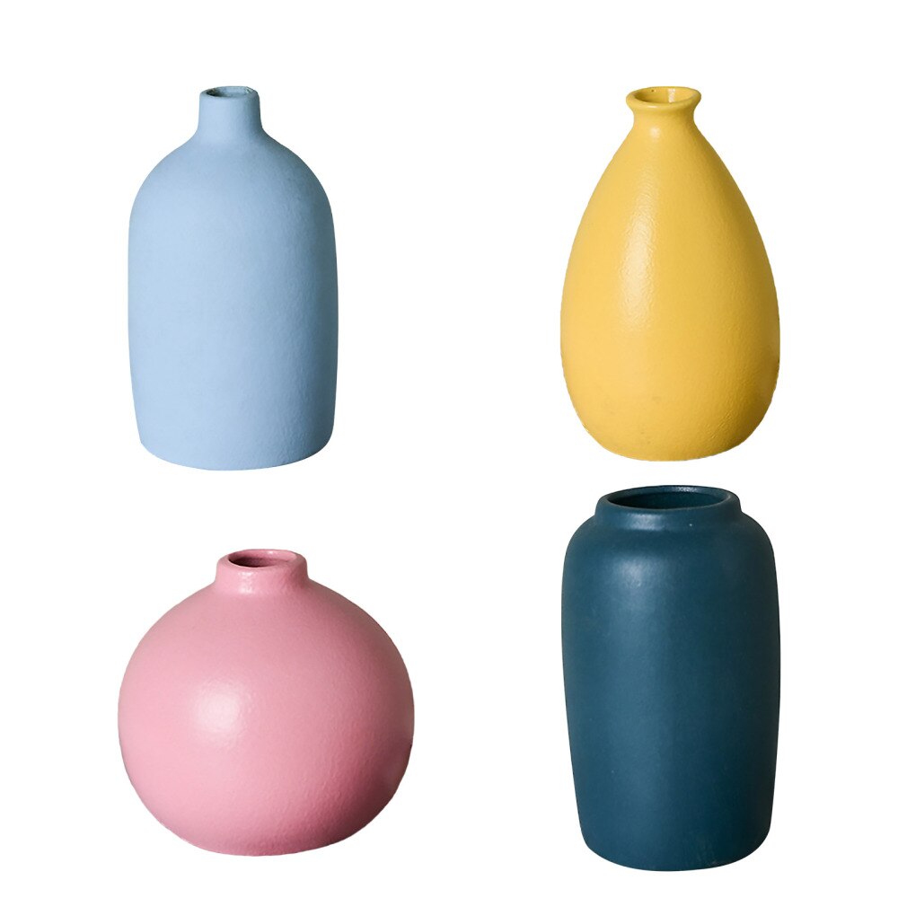 Décoration de Table de mariage, Vases en céramique, panier de fleurs nordique bleu rose jaune
